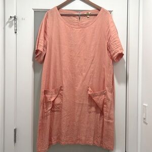 Eileen fisher used condition handkerchief linen tunic/dress salmon